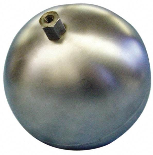 Made in USA - 12" Diam, Spherical, Hex Spud Connection, Metal Float - 1/2" Straight Thread, Stainless Steel, 350 Max psi, 18 Gauge - Makers Industrial Supply