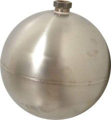 Made in USA - 7" Diam, Spherical, Hex Spud Connection, Metal Float - 3/8" Straight Thread, Stainless Steel, 650 Max psi, 14 Gauge - Makers Industrial Supply