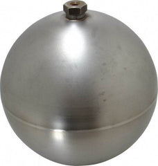 Made in USA - 8" Diam, Spherical, Hex Spud Connection, Metal Float - 3/8-16 Thread, Stainless Steel, 450 Max psi, 21 Gauge - Makers Industrial Supply