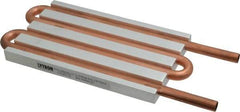 Lytron - 6" Long x 3-1/2" High, Straight Connection Copper Tube Cold Plate - 3/8 OD Tube, 4-Pass Fluid Path, Water Cooling, 1/2" Thick - Makers Industrial Supply