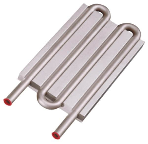 Lytron - 6" Long x 3-1/2" High, Straight Connection Stainless Steel Tube Cold Plate - 3/8 OD Tube, 4-Pass Fluid Path, Deionized Water or Corrosive Fluids Cooling, 1/2" Thick - Makers Industrial Supply