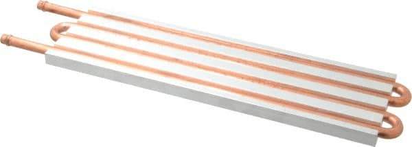 Lytron - 12" Long x 3-1/2" High, Beaded Connection Copper Tube Cold Plate - 3/8 OD Tube, 4-Pass Fluid Path, Water Cooling, 1/2" Thick - Makers Industrial Supply