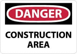 NMC - "Danger - Construction Area", 10" Long x 14" Wide, Rigid Plastic Safety Sign - Rectangle, 0.05" Thick, Use for Security & Admittance - Makers Industrial Supply