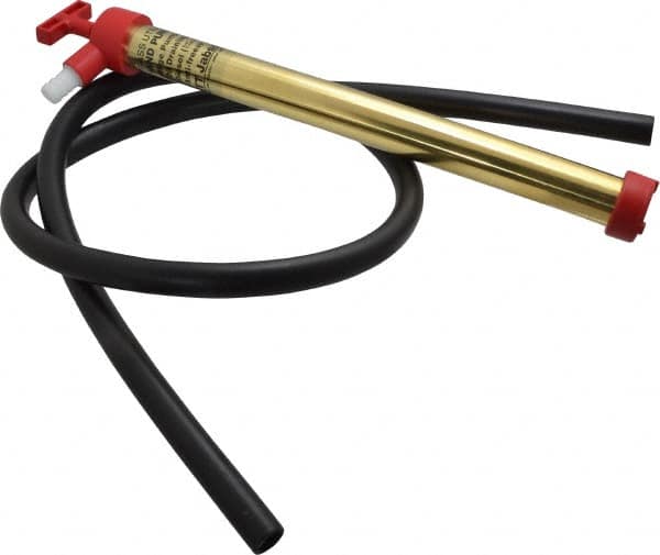 Jabsco - 15 Strokes per Gal, 1/2" Outlet, Brass Hand Operated Plunger Pump - 16 oz per Stroke, 17" OAL, For 5 Gal Drums, For Oil & Diesel Fuel - Makers Industrial Supply