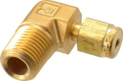 Parker - 1/8" OD, Brass Male Elbow - 3,600 Max Working psi, 9/16" Hex, Comp x MNPT Ends - Makers Industrial Supply