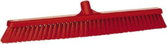 Vikan - 24" Fine Particle Synthetic Push Broom - 2" Bristle Length, Plastic Block, European Threaded Handle Connection - Makers Industrial Supply