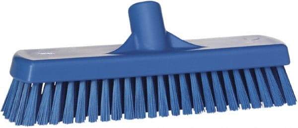 Vikan - 1.7" Bristle Length, Polyester Scrub Brush - 2-1/2" Wide Head, 19" OAL, Blue, Polypropylene Block - Makers Industrial Supply