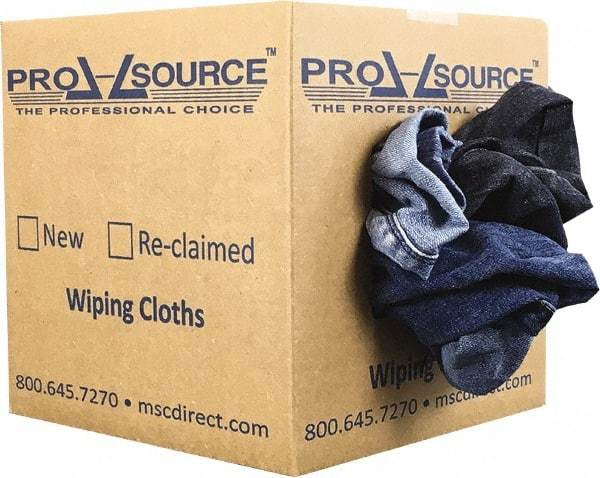 PRO-SOURCE - Reclaimed Rags - Assorted Colors, Denim, Low Lint, 5 Lbs. at 2 to 4 per Pound, Box - Makers Industrial Supply