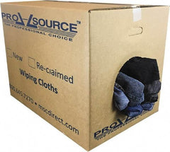 PRO-SOURCE - Reclaimed Rags - Assorted Colors, Denim, Low Lint, 50 Lbs. at 2 to 4 per Pound, Box - Makers Industrial Supply