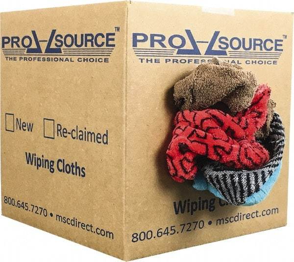 PRO-SOURCE - Reclaimed Rags - Assorted Colors, Terry Cloth, Medium Lint, 5 Lbs. at 3 to 4 per Pound, Box - Makers Industrial Supply