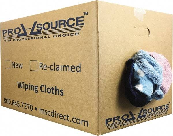 PRO-SOURCE - Reclaimed Rags - Assorted Colors, Terry Cloth, Medium Lint, 25 Lbs. at 3 to 4 per Pound, Box - Makers Industrial Supply