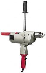 Milwaukee Tool - 3/4" Keyed Chuck, 350 RPM, Spade Handle Electric Drill - 10 Amps, 120 Volts, Reversible, Includes Pipe Handle - Makers Industrial Supply