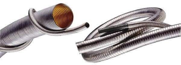 Kuriyama of America - 1-1/2" ID x 1-5/8" OD, -60 to 1,800°F, Stainless Steel Unlined Flexible Metal Duct Hose - 0.01 to 0.012 Gage Thickness, 4-3/4" Bend Radius, 25' Long - Makers Industrial Supply