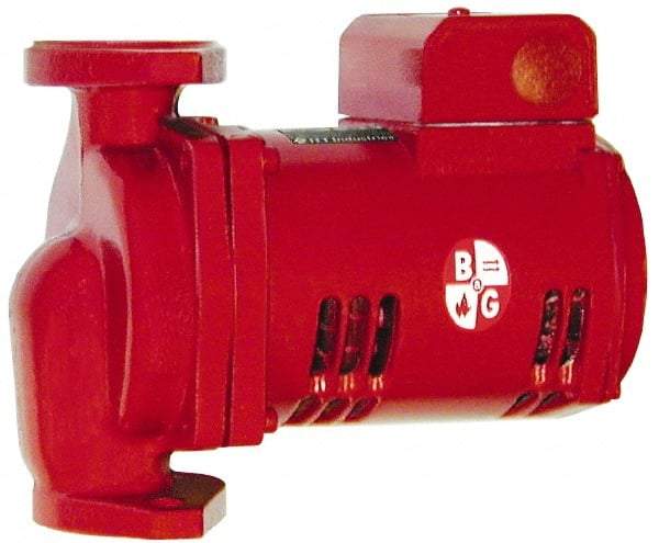 Bell & Gossett - 1/6 hp, 9-1/8" Long, 1 Phase, Cast Iron Housing, Noryl Impeller, Inline Circulator Pump - 115 Volt, 60 Hz, 6-3/8" Flange Width, Bell & Gossett Part No. 1BL002, 150 Max psi, ODP Motor - Makers Industrial Supply