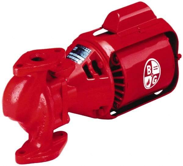 Bell & Gossett - 3/4 hp, 20-1/4" Long, 3 Phase, Cast Iron Housing, Brass Impeller, Inline Circulator Pump - 208/230/460 Volt, 60 Hz, 12" Flange Width, Flanges Included, Bell & Gossett Part No. 105101, 125 Max psi, ODP Motor - Makers Industrial Supply