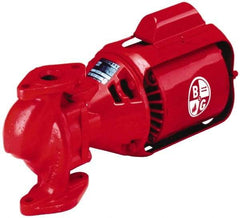 Bell & Gossett - 1/6 hp, 15-3/8" Long, 1 Phase, Cast Iron Housing, Phenolic Impeller, Inline Circulator Pump - 115 Volt, 60 Hz, 8-1/2" Flange Width, Bell & Gossett Part No. 102210, 125 Max psi, ODP Motor - Makers Industrial Supply