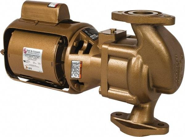 Bell & Gossett - 1/6 hp, 15-3/8" Long, 1 Phase, Bronze Housing, Phenolic Impeller, Inline Circulator Pump - 115 Volt, 60 Hz, 8-1/2" Flange Width, Bell & Gossett Part No. 102213, 125 Max psi, ODP Motor - Makers Industrial Supply