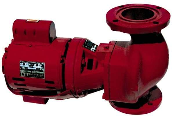 Bell & Gossett - 1/6 hp, 16-5/8" Long, 1 Phase, Cast Iron Housing, Brass Impeller, Inline Circulator Pump - 115 Volt, 60 Hz, 8-1/2" Flange Width, Bell & Gossett Part No. 102214, 125 Max psi, ODP Motor - Makers Industrial Supply