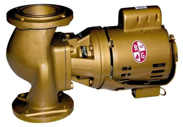 Bell & Gossett - 1/6 hp, 16-5/8" Long, 1 Phase, Bronze Housing, Brass Impeller, Inline Circulator Pump - 115 Volt, 60 Hz, 8-1/2" Flange Width, Bell & Gossett Part No. 102217, 125 Max psi, ODP Motor - Makers Industrial Supply