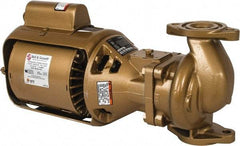 Bell & Gossett - 1/12 hp, 14-7/8" Long, 1 Phase, Bronze Housing, Brass Impeller, Inline Circulator Pump - 115 Volt, 60 Hz, 6-3/8" Flange Width, Bell & Gossett Part No. 106197, 125 Max psi, ODP Motor - Makers Industrial Supply