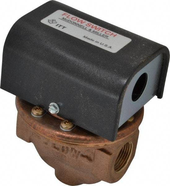 McDonnell & Miller - 100 psi, Brass Housing, High Sensitivity Flow Switch - 0.12 Flow Set Point, 0.12 to 2.5 GPM - Makers Industrial Supply