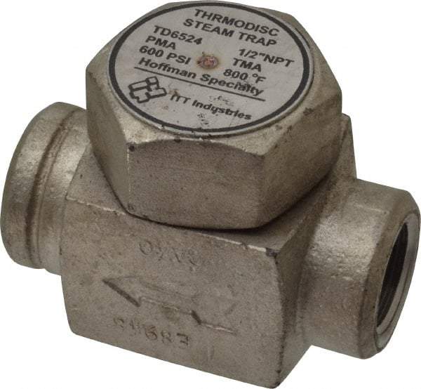 Hoffman Speciality - 1/2 Female" Pipe, Stainless Steel Thermodisc Steam Trap - 600 Max psi - Makers Industrial Supply