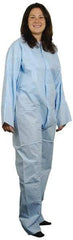 PRO-SAFE - Size L Polypropylene General Purpose Coveralls - Blue, Zipper Closure, Elastic Cuffs, Elastic Ankles, Serged Seams, ISO Class 7 - Makers Industrial Supply