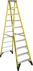 Werner - 9 Steps, 10' High, Type IAA Rating, Fiberglass Step Ladder - 375 Lb Capacity, 32" Base Width - Makers Industrial Supply