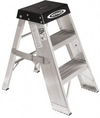 Werner - 2 Steps, 3' High, Type IA Rating, Aluminum Step Stand - 300 Lb Capacity, 18-3/4" Base Width - Makers Industrial Supply