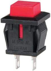 GC/Waldom - Miniature Pushbutton Switch Only - Square, Red Pushbutton, Nonilluminated, Momentary (MO), Off-On - Makers Industrial Supply