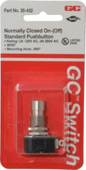 GC/Waldom - 1/2 Inch Mount Hole, Miniature Pushbutton Switch Only - Round, Chrome Pushbutton, Nonilluminated, Momentary (MO), On-Off - Makers Industrial Supply