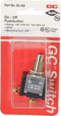 GC/Waldom - 1/2 Inch Mount Hole, Pushbutton Switch Only - Round, Chrome Pushbutton, Nonilluminated, Maintained (MA), On-Off - Makers Industrial Supply