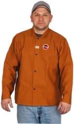 Stanco Safety Products - Size M Welding & Flame Resistant/Retardant Jacket - Brown, Cotton, Snaps Closure, 38 to 40" Chest - Makers Industrial Supply