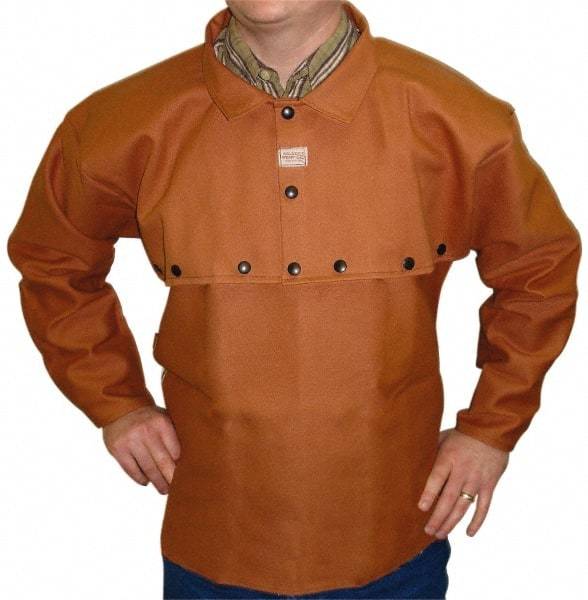 Stanco Safety Products - Size M, 38-40" Chest, 20" Long, Flame Resistant, Cape Sleeves & Bib - Cotton, 12 oz, Russet - Makers Industrial Supply