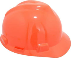 MSA - ANSI Type I, Class E Rated, 4-Point, Ratchet Adjustment Hard Hat - Size 6-1/2 to 8, Orange, Standard Brim - Makers Industrial Supply