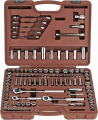 Paramount - 107 Piece 1/4, 3/8 & 1/2" Drive Standard Deep Socket Set - 6, 8 & 12 Points, 5/32 to 1/2", 4 to 13mm, Inch/Metric Measurement Standard - Makers Industrial Supply