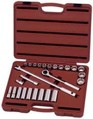 Paramount - 26 Piece 1/2" Drive Deep Well Socket Set - 6, 12 Points, 7/16" to 1" Range, Inch Measurement Standard - Makers Industrial Supply