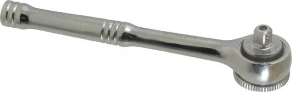 Paramount - 1/4" Drive Round Head Quick-Release Ratchet - Chrome Finish, 5-3/4" OAL, 45 Gear Teeth, Full Polished Knurled Handle - Makers Industrial Supply