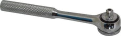 Paramount - 1/4" Drive Round Head Quick-Release Ratchet - Chrome Finish, 5-3/4" OAL, 45 Gear Teeth, Full Polished Knurled Handle, Reversible with Knurled Speed Ring Head - Makers Industrial Supply