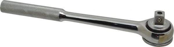 Paramount - 1/2" Drive Round Head Quick-Release Ratchet - Chrome Finish, 10-3/32" OAL, 45 Gear Teeth, Full Polished Knurled Handle, Reversible with Knurled Speed Ring Head - Makers Industrial Supply