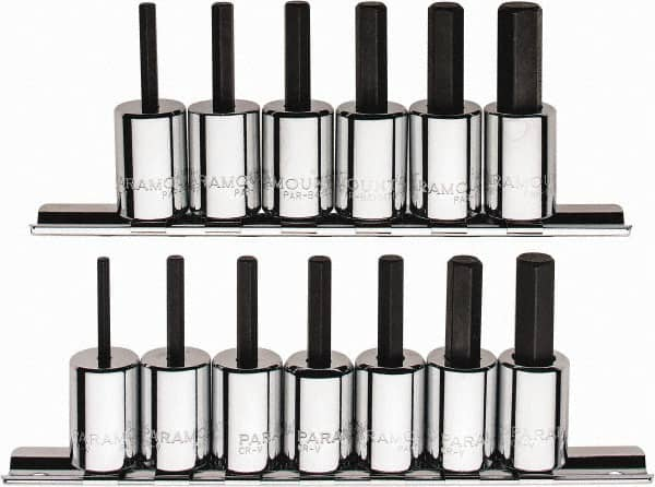 Paramount - 13 Piece 3/8" Drive Inch/Metric Hex Bit Socket Set - 1/8 to 3/8" Hex - Makers Industrial Supply