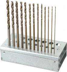 Drill Bit Set: Aircraft Extension Length Drill Bits, 13 Pc, 135 °, Cobalt Bright/Uncoated, Split-Point