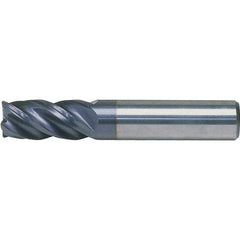 Kennametal - 1/2", 2-1/2" LOC, 1/2" Shank Diam, 4-1/2" OAL, 4 Flute, Solid Carbide Square End Mill - Single End, AlTiN Finish, Spiral Flute, 38° Helix, Centercutting, Right Hand Cut, Right Hand Flute, Series HPHV - Makers Industrial Supply