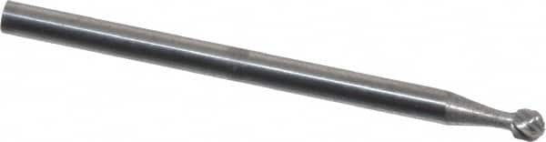 Atrax - 3/32" Cut Diam, 3/32" Shank Diam, Ball Head Single Cut Burr - Carbide, 3/32" LOC, 1-1/4" OAL - Makers Industrial Supply