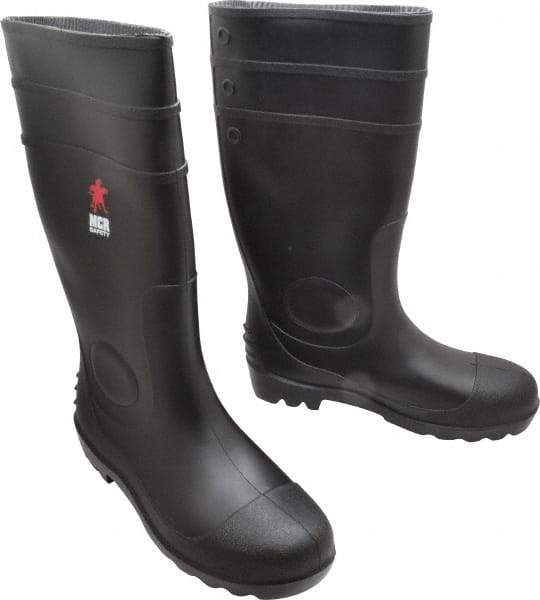 MCR Safety - Men's Size 11 Medium Width Steel Knee Boot - Black, PVC Upper, 16" High, Non-Slip, Waterproof - Makers Industrial Supply