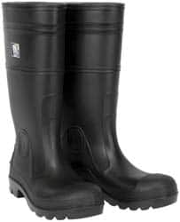 MCR Safety - Men's Size 10 Medium Width Plain Knee Boot - Black, PVC Upper, 16" High, Non-Slip, Waterproof - Makers Industrial Supply