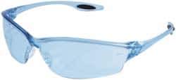 MCR Safety - Light Blue Lenses, Framed Safety Glasses - Scratch Resistant, Clear Plastic Frame, Size Universal, Wrap Around - Makers Industrial Supply