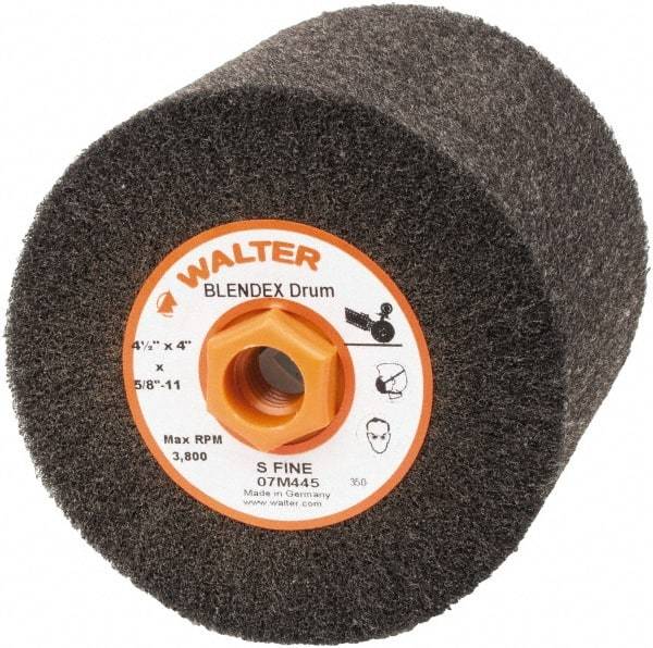 WALTER Surface Technologies - 4-1/2" Diam Aluminum Oxide Unmounted Flap Wheel - 5/8" Hole, 5/8-11 Thread, 4" Wide, Nonwoven, Very Fine Grade, 3,800 Max RPM - Makers Industrial Supply