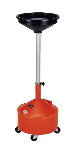 Made in USA - 8 Gal Oil Drain Container with Casters - Orange - Makers Industrial Supply