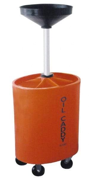 Made in USA - 30 Gal Oil Lift Drain Container with Casters - Orange, Drain Tub - Makers Industrial Supply